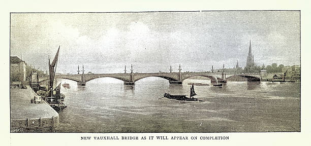 istock Vauxhall Bridge, London, It crosses the River Thames in a southeast–northwest direction between Vauxhall on the south bank and Pimlico on the north bank, Vintage illustration 1898 19th Century 2256084687