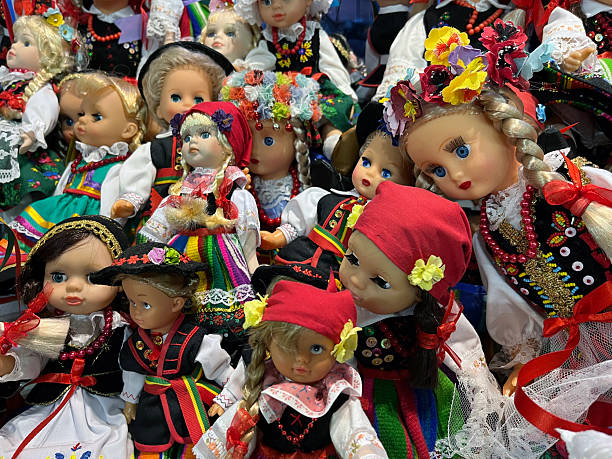 Dolls in colorful folk costumes
