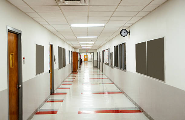 Interior corridor in the school or university