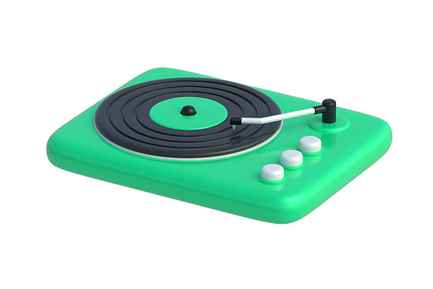 Vinyl turntable isolated on white background. Retro record player. Vintage audio device. Dj mixer. 3d render