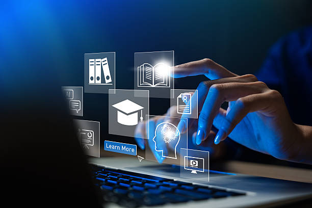 istock Concept of Online education. man use Online education training and e-learning webinar on internet for personal development and professional qualifications. Digital courses to develop new skills. 2256126048