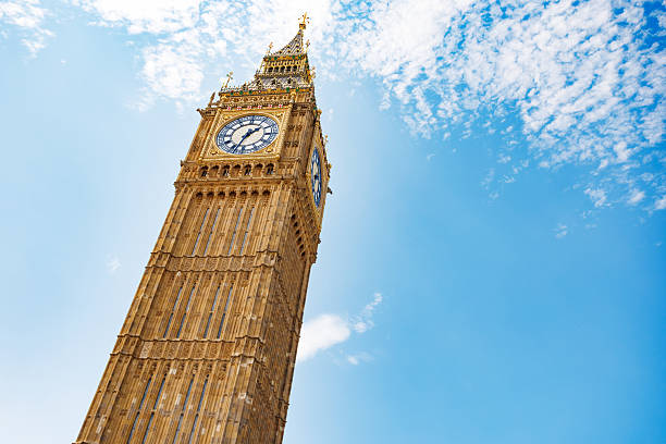 istock Big Ben clock tower in London under a blue sky, United Kingdom 2256136971