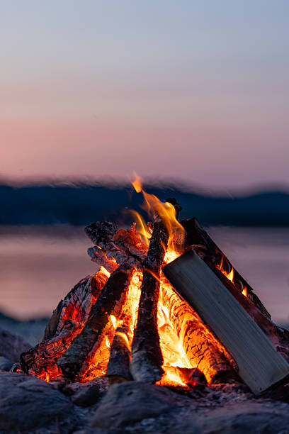 istock Summer Campfire and Lake at sunset 2256146669