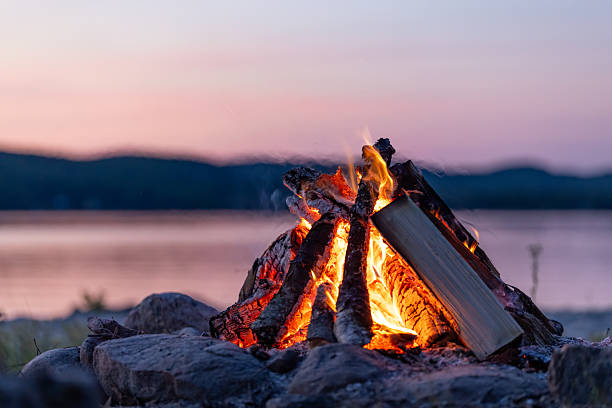istock Summer Campfire and Lake at sunset 2256146700