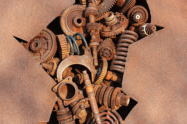 Rusty mechanical metal parts
