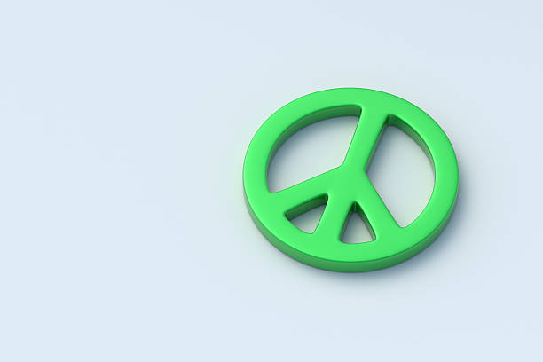 Peace sign on gray background. Anti war symbol. Copy space. 3d render