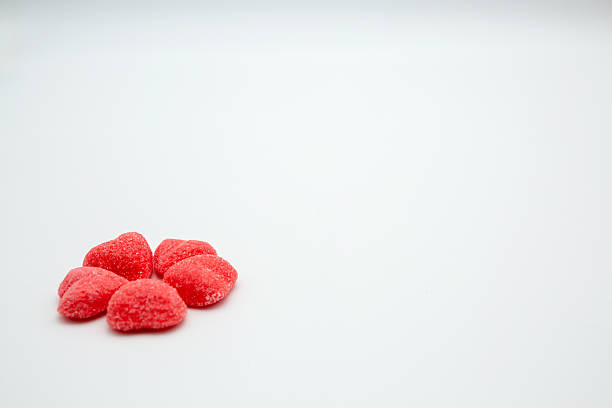 Heart shaped red gummy candy for Valentine's Day