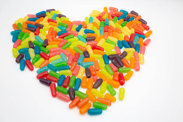 With selective focus on just the closest jelly beans this high-key photo is all about the bright colors!