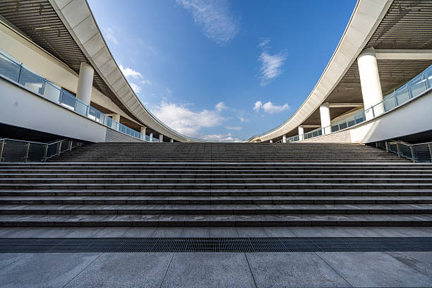 The steps and buildings of the stone slab squareJinjiang Mass Park SquareNo. 120 Shuanglong Road, Jinjiang City, Quanzhou City, Fujian Province