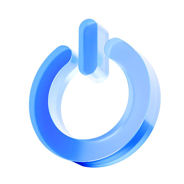 3D Glass power button icon, startup shutdown and system control concept. Transparent liquid Glass icon, glassmorphism icon, crystal clear. 3d illustration.