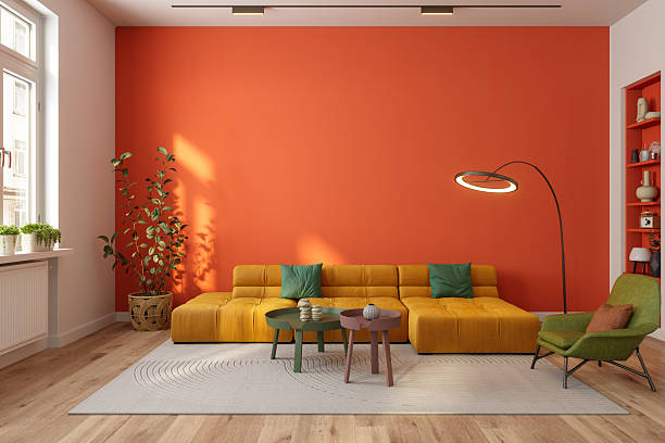 istock Stylish Modern Living Room Featuring Warm Tones and Minimalist Design 2256180629