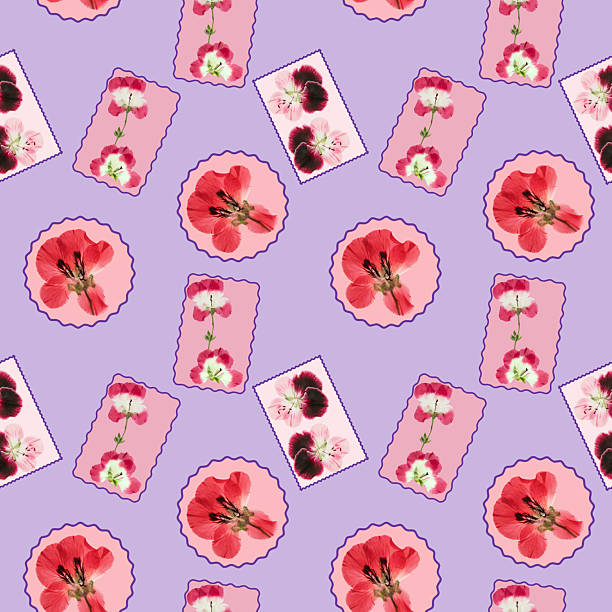 This whimsical abstract background features a vibrant array of purple and pink flowers scattered across a star-filled night sky. The enchanting celestial pattern combines botanical elements with a cosmic aesthetic, creating a dreamy, magical atmosphere perfect for creative digital designs or artistic wallpapers.