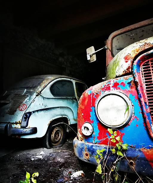 Abandoned vintage vehicles.