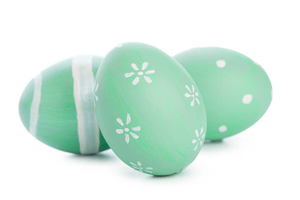 Abstract green color on egg  on white background.