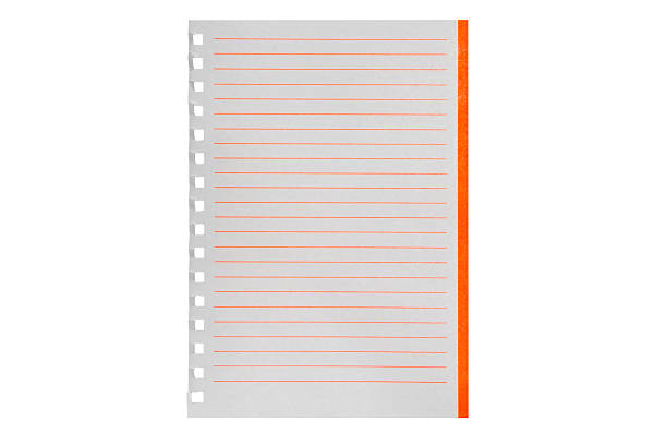 Piece of lined paper on black background