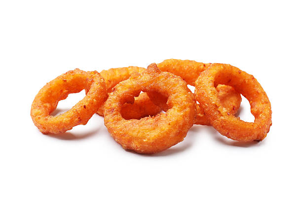 istock Fried squid rings isolated on white. Tasty fast food 2256203597