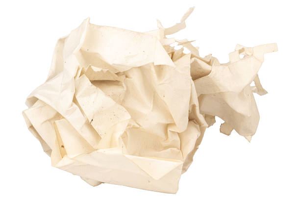 White crumpled paper isolated on white background