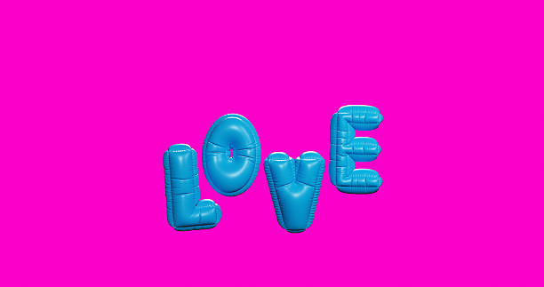Happy Valentine's Day Banner LOVE text. 3d render.