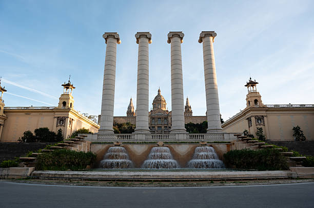 Les Quatre Columnes fountain in front of Museu Nacional d'Art de Catalunya Barcelona