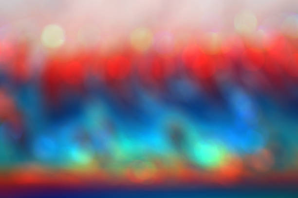 Abstract colorful bright on blue tones, red gradient on blurred bokeh glitter wallpaper background. Digital art on Christmas and Valentines Festive template.