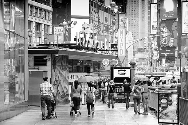 People visit Times Square in New York. Times Square is one of most recognized landmarks in the world. More than 300,000 people pass through Times Square daily.