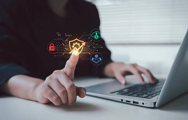istock Business person using laptop with hybrid financial intelligence interface for secure investment growth and cloud finance protection, Secure Optimization, Digital Partnership and Cloud Finance 2256229042