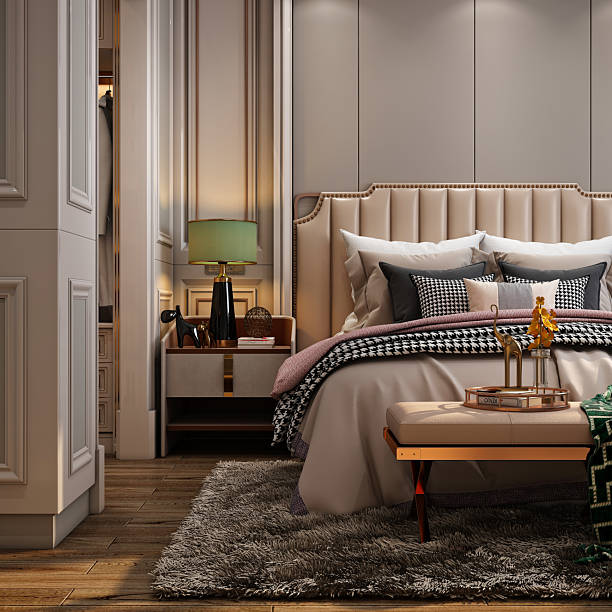 istock 3D render of a luxury hotel bedroom 2256250979