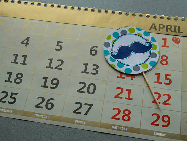 calendar April 1 - April fool's day, laugh, jokes tag mustache.