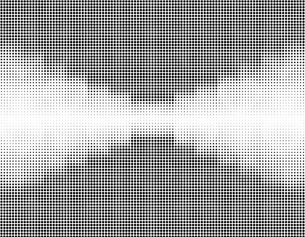 Halftone symmetrical gradient featuring mirrored light shapes and smooth tonal transitions in grayscale. Balanced abstract background suitable for covers, wallpapers, modern art and decorative design use.