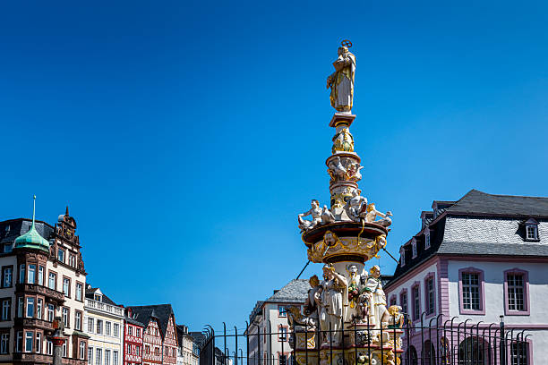 Market place wit fountain in the old town of Marburg an der Lahn in Hesse, Germany