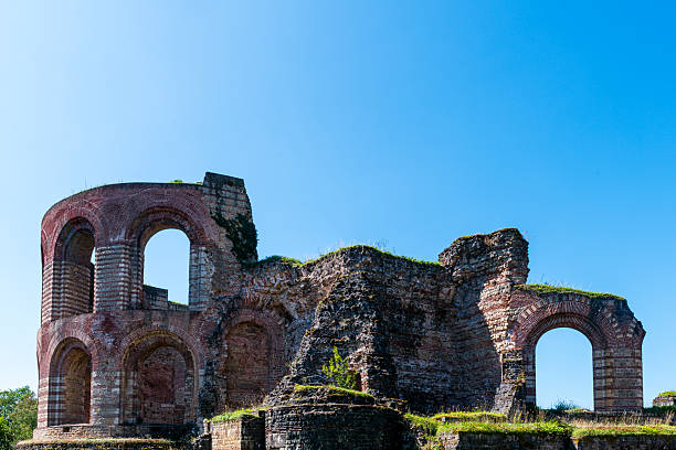ruins of roman public Imperial Baths ( Kaiserthermen ) in Trier. UNESCO World Heritage Site.
