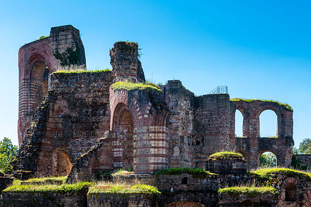 ruins of roman public Imperial Baths ( Kaiserthermen ) in Trier. UNESCO World Heritage Site.