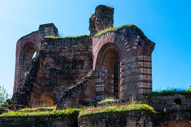 ruins of roman public Imperial Baths ( Kaiserthermen ) in Trier. UNESCO World Heritage Site.