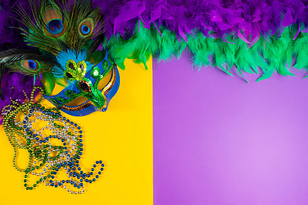 carnival costume mask with colorful confetti and streamers joyful brazilian party celebration on white background with space for text carnaval