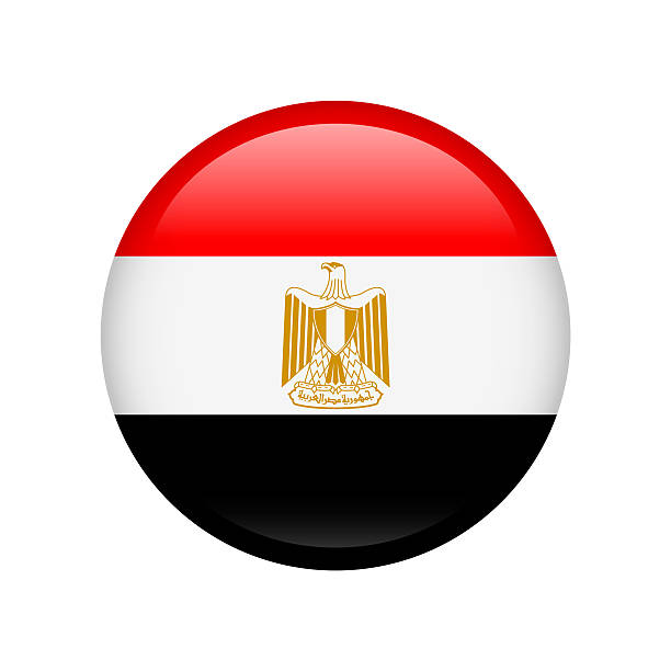 Egypt Flag. Round Glossy Icon. Vector Badge, Button, Sign, Illustration