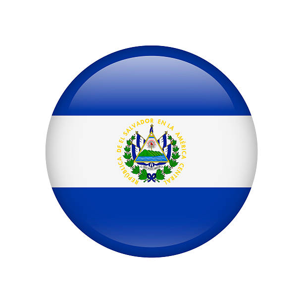 El Salvador Flag. Round Glossy Icon. Vector Badge, Button, Sign, Illustration