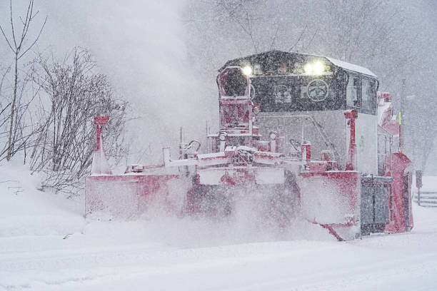 Nikii-cho, Hokkaido, Japan - January 12, 2026 : Snow removal train to fly snow