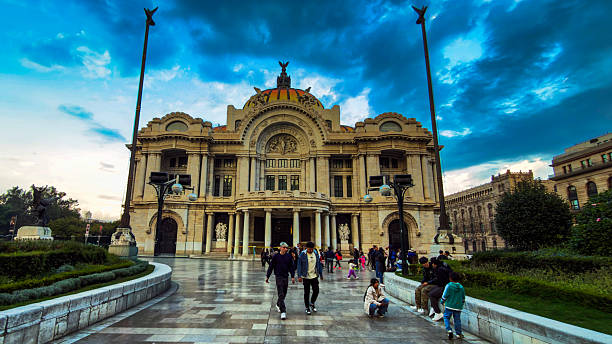 Mexico City, Mexico: December 28,2025: Palacio de bellas artes mexico city landmark, palace of fine arts with iconic dome and historic architecture in downtown cultural center scenic travel destination