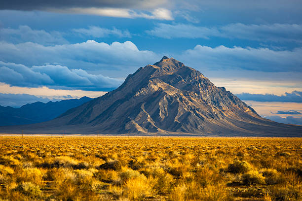 Mountain ranges glow at sunset near Death Valley National Park in California