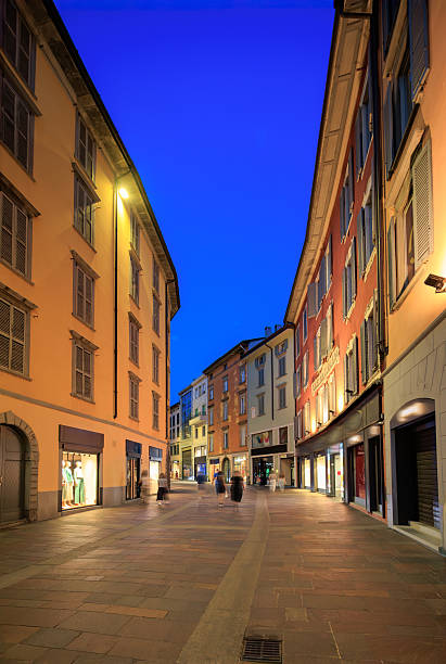Bergamo at night, Lombardy, Italy