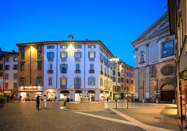 Bergamo at night, Lombardy, Italy