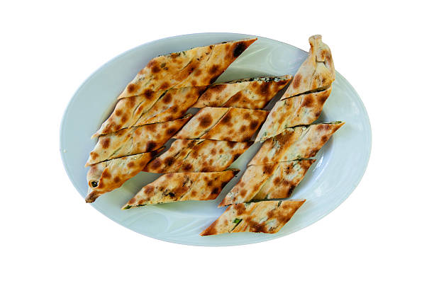 Traditional Turkish cuisine : Pita (pide) on white background