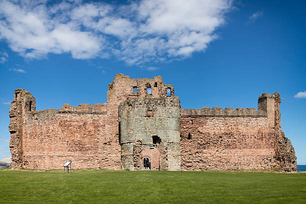 Tantallon Castle on the Firth of Forth in North Berwick, Scotland. Tantallon Castle is a partially ruined clifftop fortress dating from the mid-14th century.