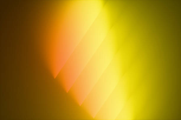 Abstract yellow gradient rays in a row of neon light on a black background. 3D rendering illustration