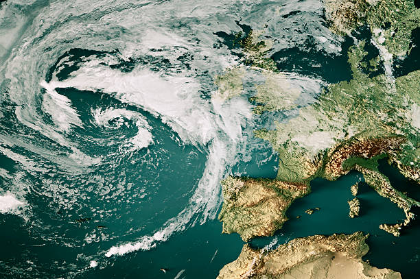 Storm Ellen 20060819 Cloud Map Europe 3D Render Color