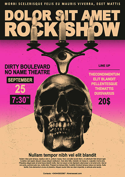 Rock poster design, retro grunge style