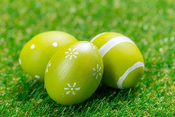 Easter eggs on wooden background