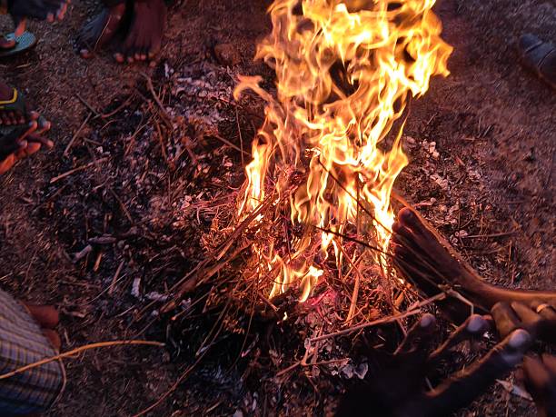 A bonfire during spring time.