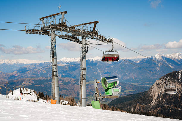 Nassfeld SKi resort, Austrian Alps. Snowboarding / Skiing concept.