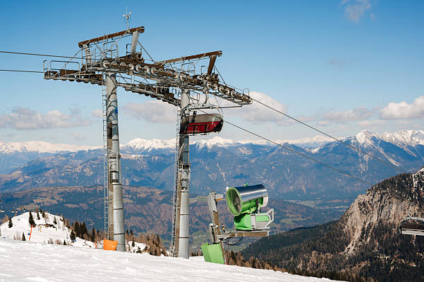 Nassfeld SKi resort, Austrian Alps. Snowboarding / Skiing concept.